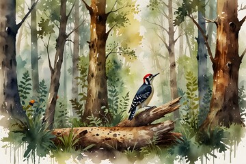 Woodpecker in a woodland setting