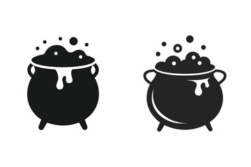 Witch Cauldron Silhouette Icon Spooky Magic Illustration  icon