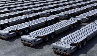 Conceptual image of a three-dimensional rendered unmanned automated cargo terminal scene