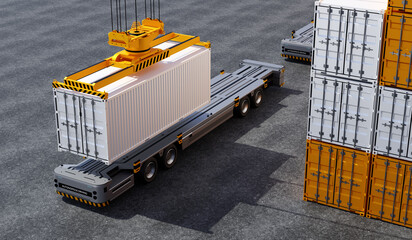 Conceptual image of a three-dimensional rendered unmanned automated cargo terminal scene