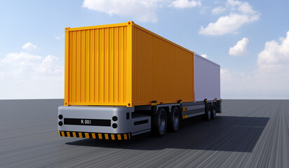 Conceptual image of a three-dimensional rendered unmanned automated cargo terminal scene