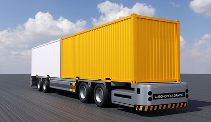 Conceptual image of a three-dimensional rendered unmanned automated cargo terminal scene