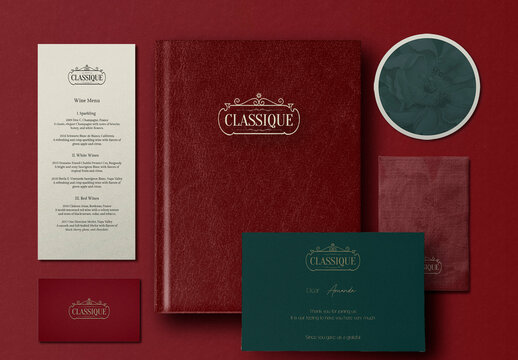 Elegant Restaurant Branding Stationery Mockup PSD