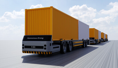 Conceptual image of a three-dimensional rendered unmanned automated cargo terminal scene