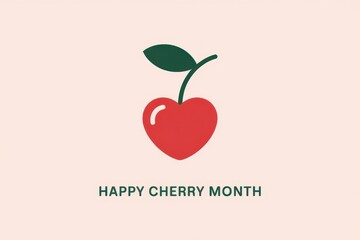 Enjoy a cheerful cherry heart design celebrating the joy of cherry month in minimalist style. National Cherry Month