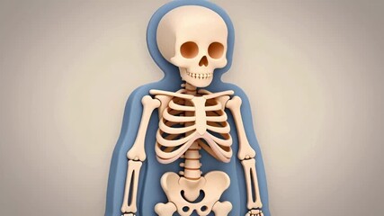 3D Cartoon Skeleton Animation for Kids - Educational Human Anatomy Visualization