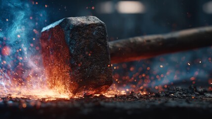 Forged Metal: Hammer Strike with Sparks