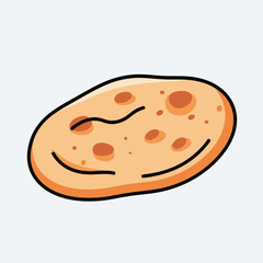 Fresh Baked Flatbread Roti Traditional Food Illustration