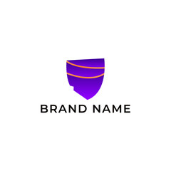 Illustration Simple Modern Shield Gradient Purple Orange Color. Security Tech Logo Icon Template Design Vector 