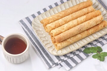 wafer rolls cookies or egg rolls