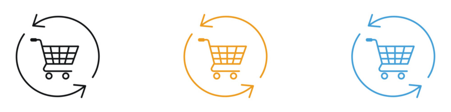 Repeated sales icon vector. Online shopping cart refresh and return symbol. vector illustration.