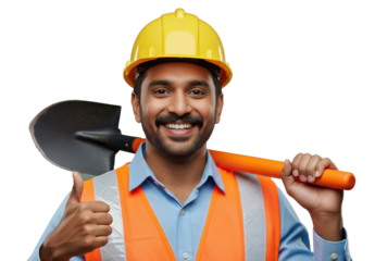 young indian construction engineer standing confidently