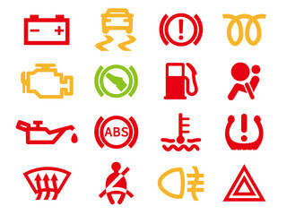 車の警告灯のアイコンセット