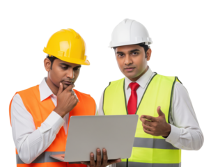 young indian engineer holding blue prints