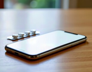 Smartphone and blister pack for medication reminder concept