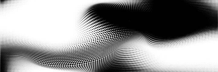 Halftone gradient. Dotted gradient, smooth dots spraying and halftones dot background seamless horizontal geometric pattern vector template set.