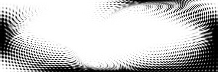 Halftone gradient. Dotted gradient, smooth dots spraying and halftones dot background seamless horizontal geometric pattern vector template set.