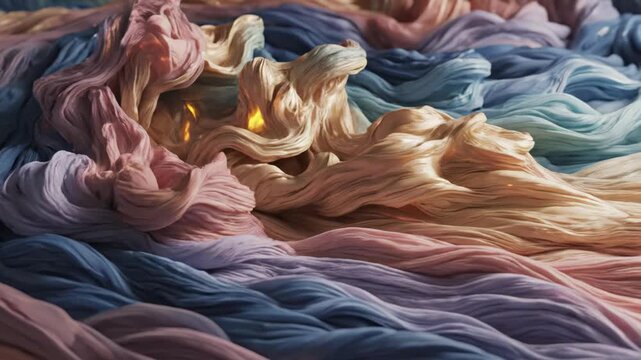 Multicolored fabric texture with soft folds and pastel hues