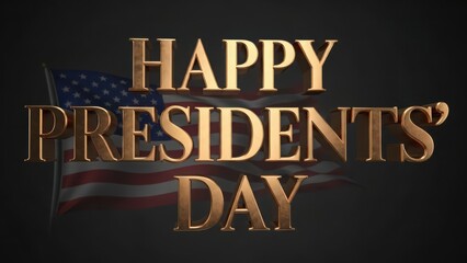 Happy presidents day greeting with an american flag background