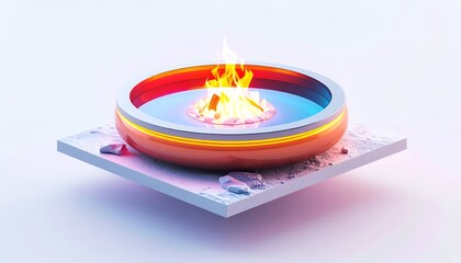 A stylized bowl of water with fire burning in the center, floating