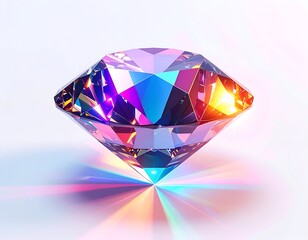 Brilliant diamond with many facets reflecting vibrant light