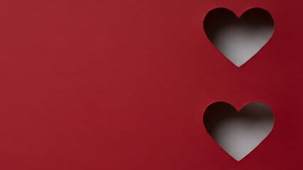 Heart Shaped Cut-outs in Red Textured Paper, Love and Romance Background with Copy Space