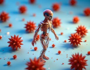 Transparent Human with Mechanical Innerworkings Scientific Setting