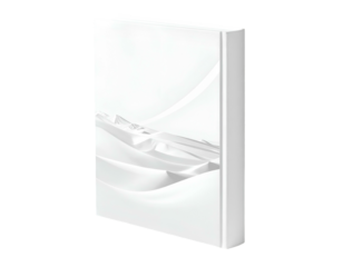 Pristine white object with flowing design on its surface, angled slightly