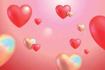 3D style, Valentine Heart Background, Romantic Love Design with Soft Light