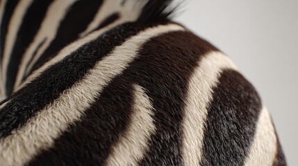 Detailed Close-Up of Rich Black and White Zebra Fur Texture Showing Striking Natural Pattern
