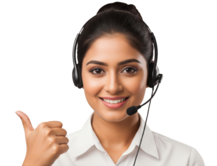 Happy Call Center Agent Giving Thumbs Up