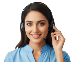 Friendly Customer Service Agent Smiling in Headset