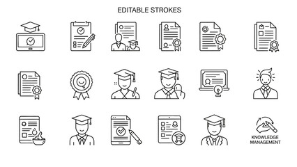Fototapeta premium Collection of Editable Stroke Icons Representing Education and Graduation on White Background