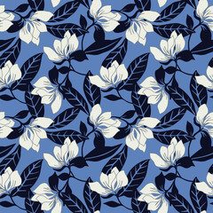 Japanese Garden Flower Vector Seamless Pattern