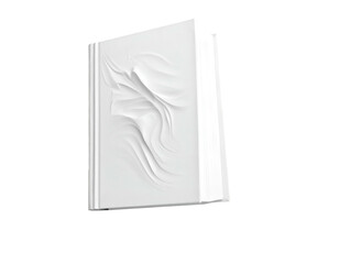 A solid white book with sculpted rippling and wave-like textures
