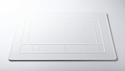 Minimalist White Grid Placemat on White Background.