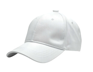 A pristine white baseball cap, isolated against a stark black background (1)