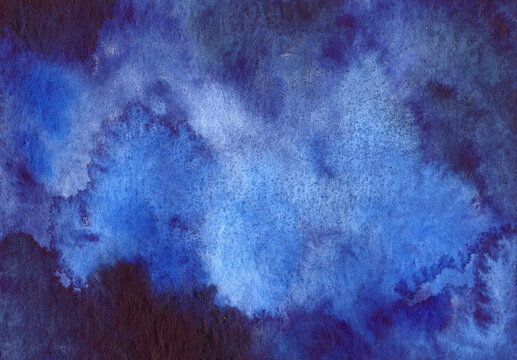 Abstract blue watercolor art background with cloudy texture