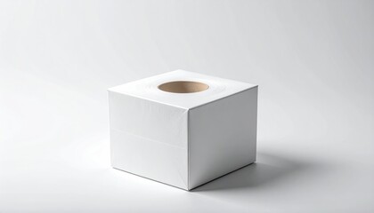 Minimalist White Tissue Box on a Clean Background.