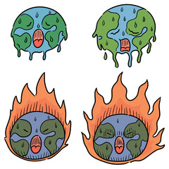 vector set of global warming