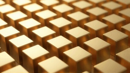 Golden metallic cubes grid pattern