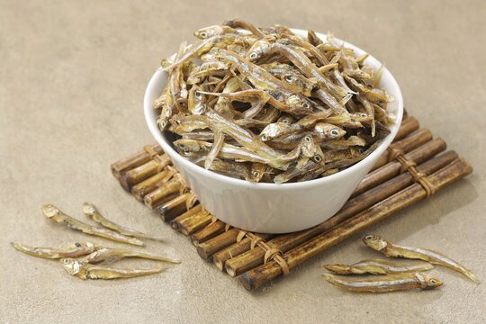 Dried salty anchovy or ikan teri asin