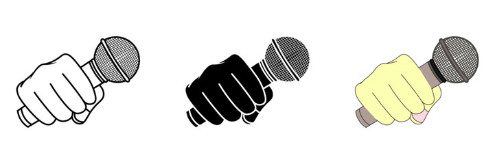 hand holding microphone set Icon Symbol. Trendy Style on white background