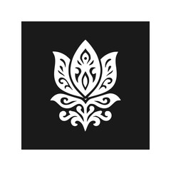 Obraz premium Beautiful Lotus Flower Solid Silhouette Mandala Style Minimal Vector Design