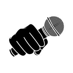 hand holding microphone Icon Symbol. Trendy Style on white background