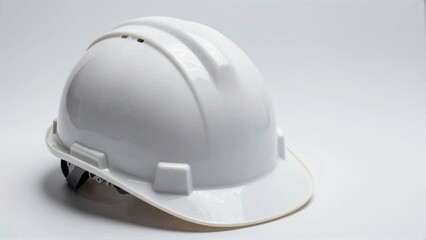 Fototapeta premium White construction hard hat on plain background