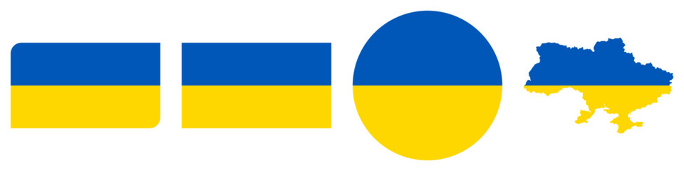 ukraine circular flag, ukraine rectangular flag, ukraine map flag flat icon