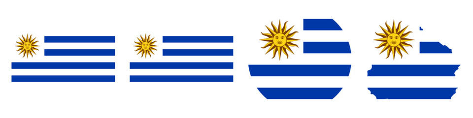 uruguay circular flag, uruguay rectangular flag, uruguay map flag flat icon