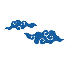 Hand drawn cloud pattern vintage. Indonesian mega mendung batik motif. Vector illustration.