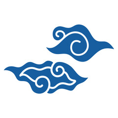 Hand drawn cloud pattern vintage. Indonesian mega mendung batik motif. Vector illustration.